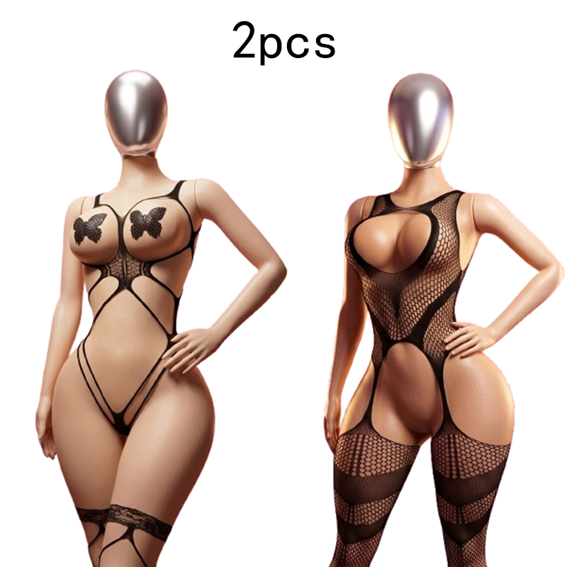 Lingerie - 2枚セット – スタイリッシュでセクシー、かつ肌触りの良い女性用ボディスーツ。寝室でのランジェリー、パーティー、新婚旅行、またはデートに最適です。