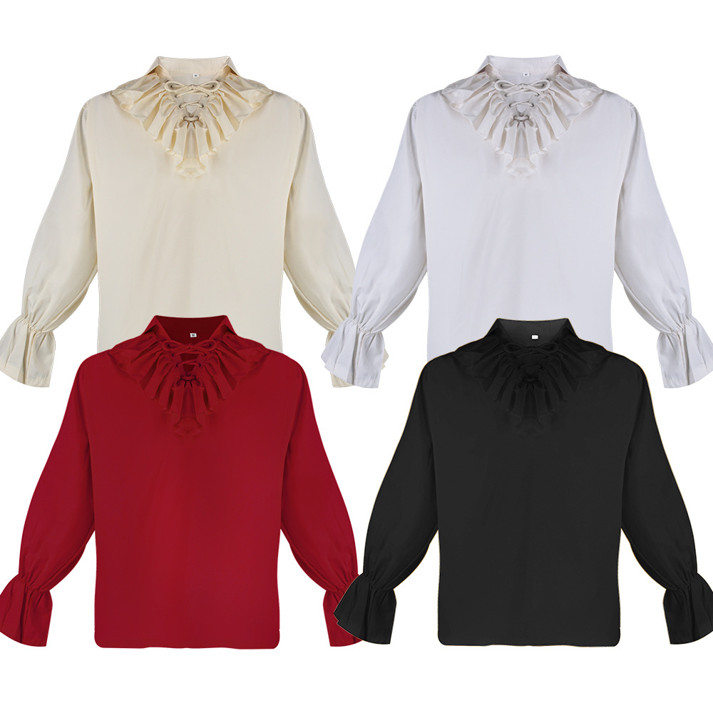 Blouses - 中世風、バイキング風、海賊風、ヴァンパイア風のシャツ、スチームパンク風、包帯風、長袖、フリル付きシャツ、ゴシック風ブラウス、ハロウィーンの衣装