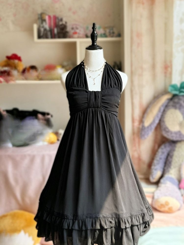 ヴィンテージエレガントなホルターミディドレスシアーシフォンテ - French Vintage Floral Midi Dress のレビューと価格