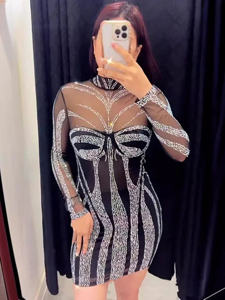 女性のためのきらびやかなダイヤモンドラインストーンのバースデ - Sparkly Rhinestone Club Party Dress のレビューと価格