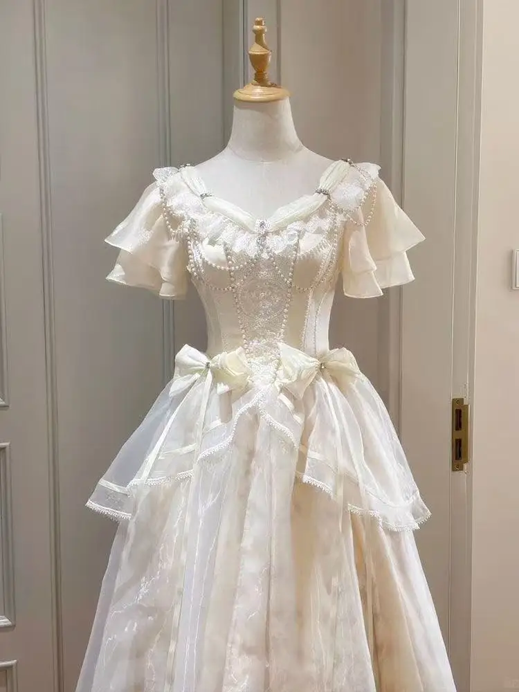 フォレストスタイル甘いヴィンテージ弓デザインドレス女性スリム - French Vintage Floral Midi Dress のレビューと価格