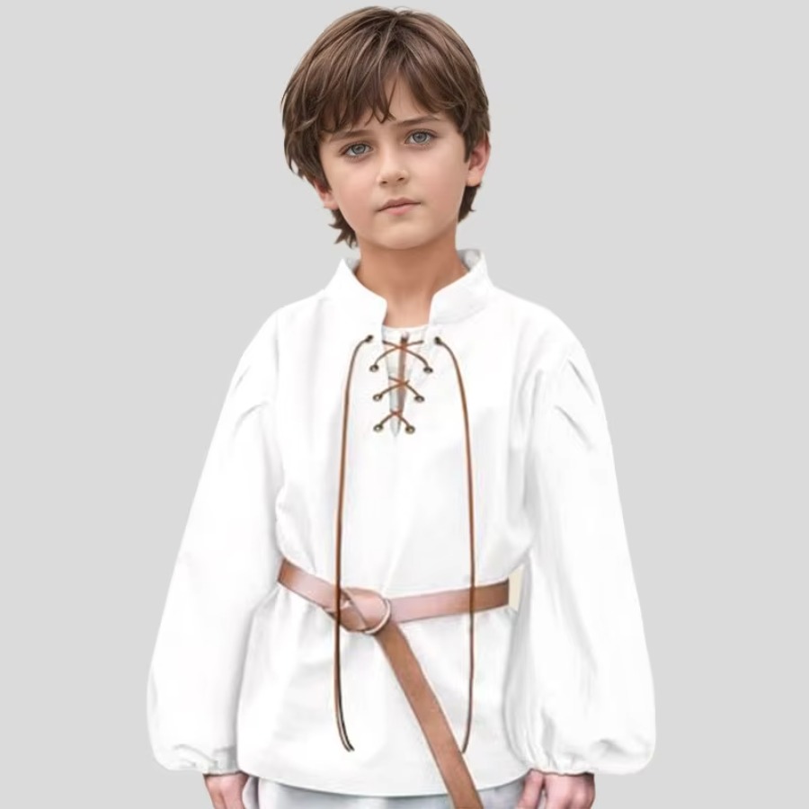男の子用 中世海賊風シャツ、子供用 ルネサンス風 レースアッ - Tops のレビューと価格