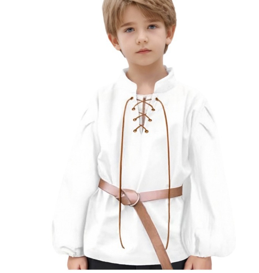 男の子用 中世海賊風シャツ、子供用 ルネサンス風 レースアッ - Tops のレビューと価格