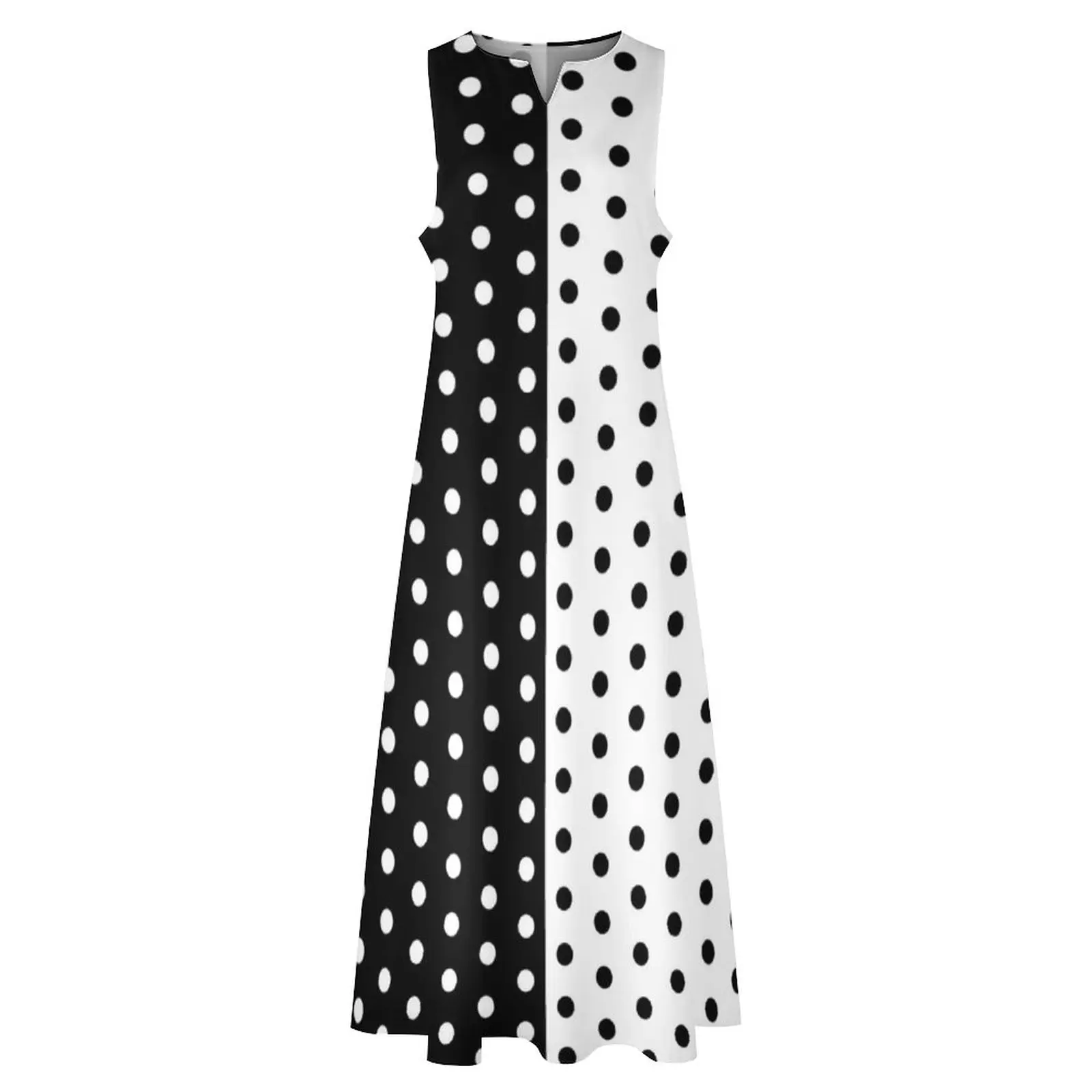 レトロなツートーンドレス,春,黒,白,水玉模様,自由奔放に生 - Boho Summer Beach Maxi Dress のレビューと価格