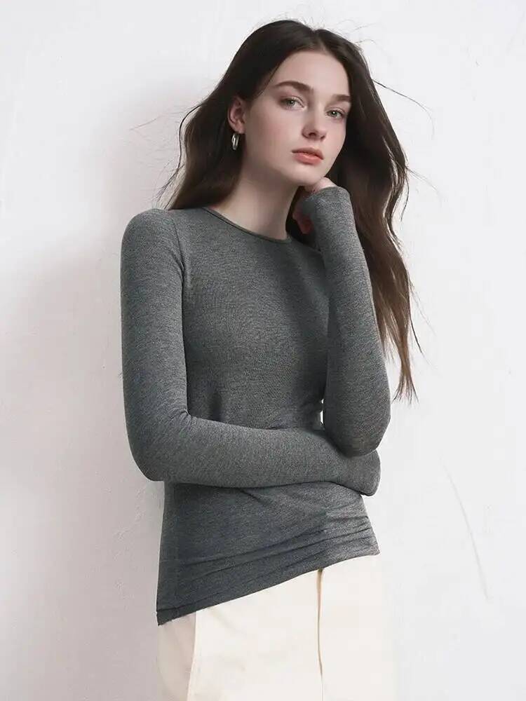 レディースカシミヤ混紡長袖トップス 秋冬用 ソフトモーダルス - Blouses のレビューと価格